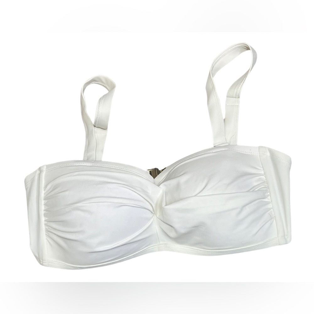 Swimsuits for All Brand Bikini Top White Gold Trim Size 12
